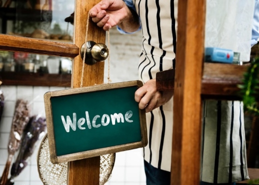 a small business welcome sign